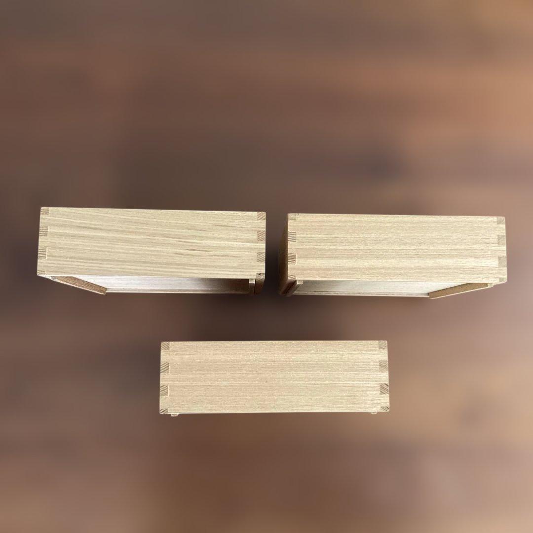 松屋漆器店　白木三段重箱6寸　仕切り4 小皿9お包み風呂敷付き　おせち遠足