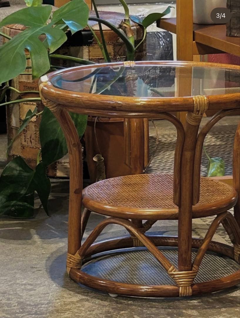 ラタン製サークルテーブル