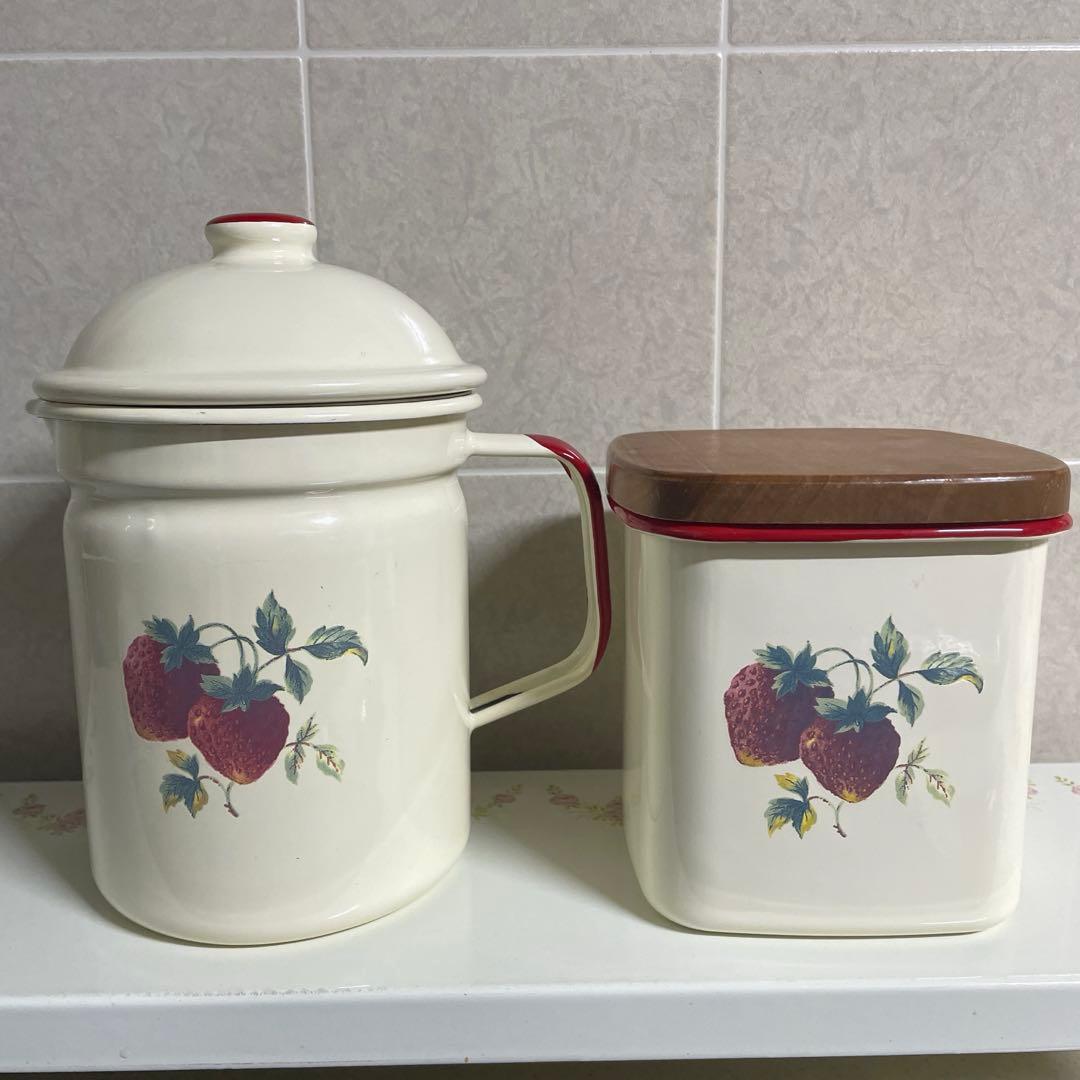 Kriti creation ホーロー オイルポット・ホーローキャニスター　２点