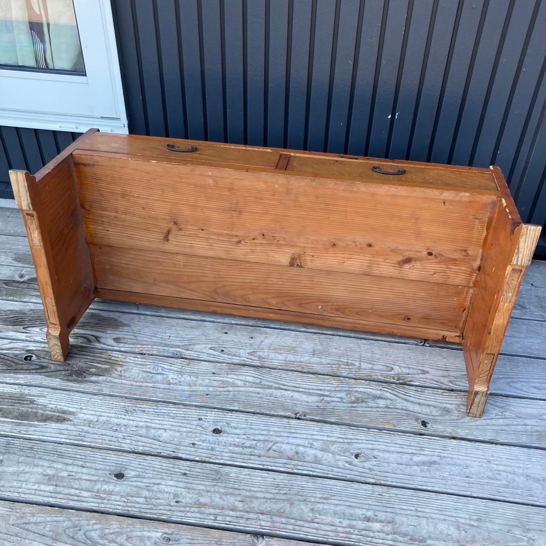 昭和レトロ ヴィンテージ 古家具 木製文机 引き出し付き座卓 書斎机 無垢材