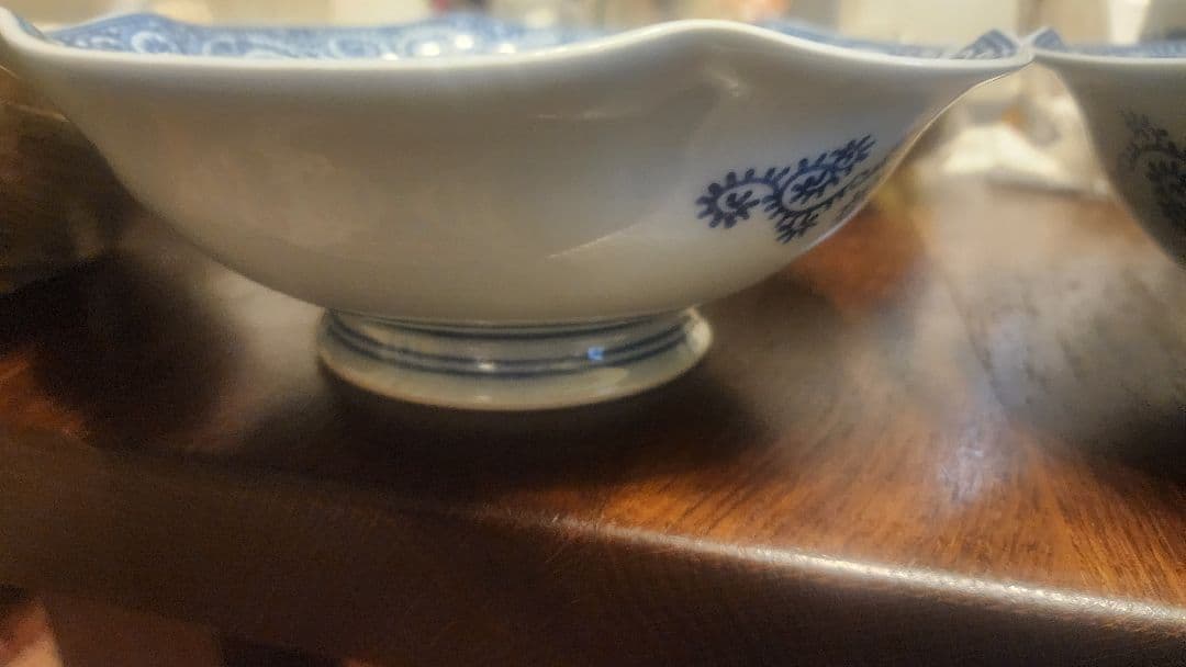 伐太郎窯　染付　濃唐草　見込枚水　輪花7寸鉢　3枚　値引き中