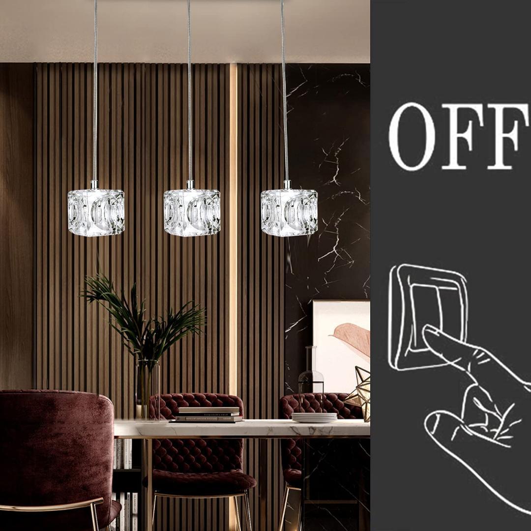 ガラスキューブ型ペンダントライト　氷のような透明感