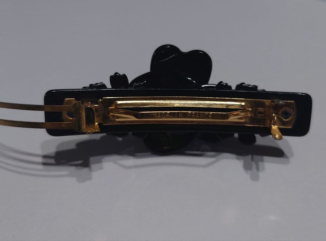 アレクサンドルドゥパリ リボン ラインストーン バレッタ ブラック