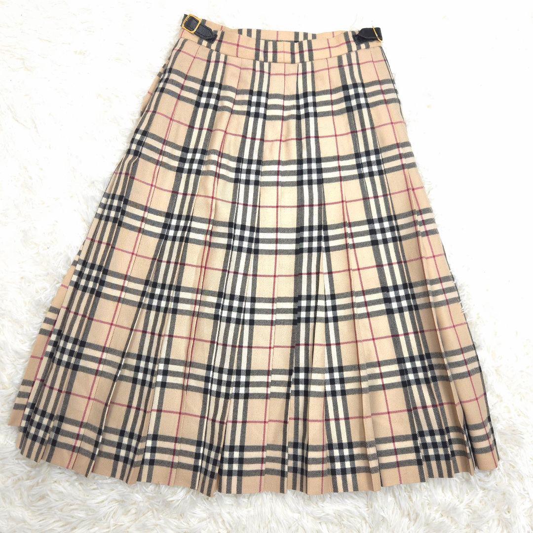 BURBERRY バーバリー 7 プリーツスカート ノバチェック ベージュ S