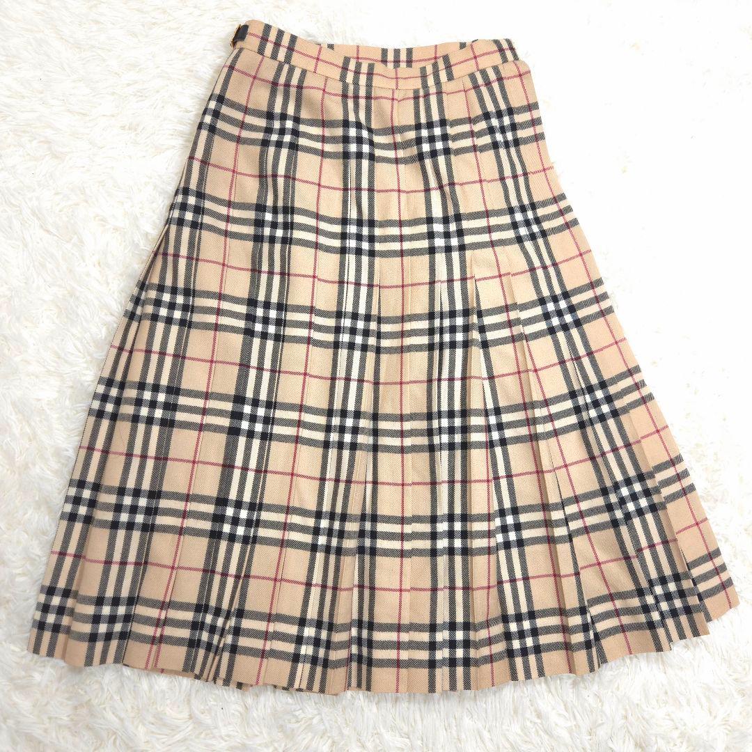 BURBERRY バーバリー 7 プリーツスカート ノバチェック ベージュ S