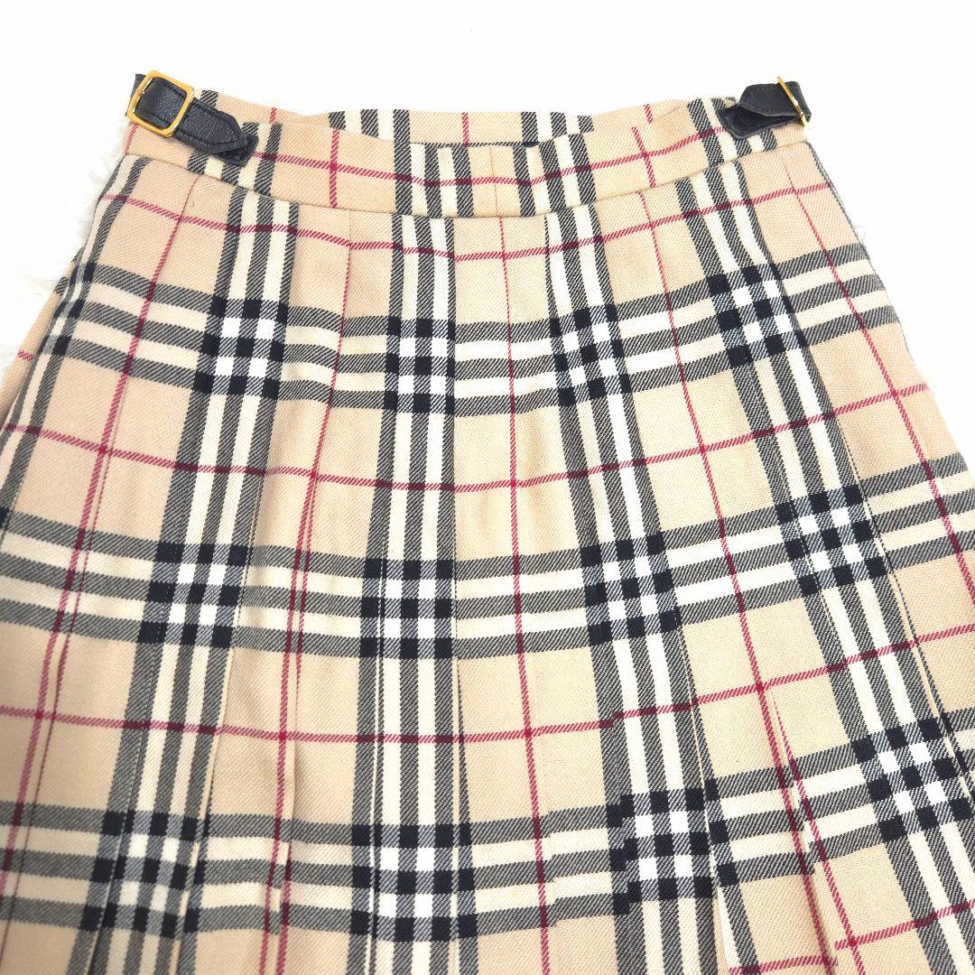 BURBERRY バーバリー 7 プリーツスカート ノバチェック ベージュ S