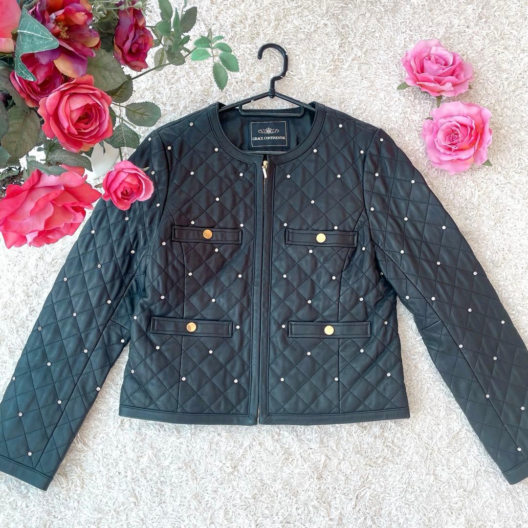 グレースコンチネンタル　キルティングスタッズジャケット ダイアグラム