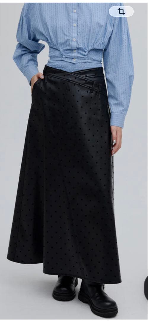アメリ　DOT FLOCKY LEATHER SKIRT