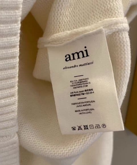 AMI PARIS ホワイト ニットセーターユニセックス