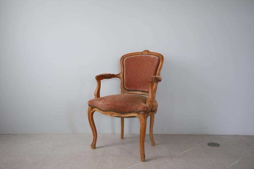 フランスアンティーク猫脚サロンチェア/肘掛けイス/アームソファ(89-132-1