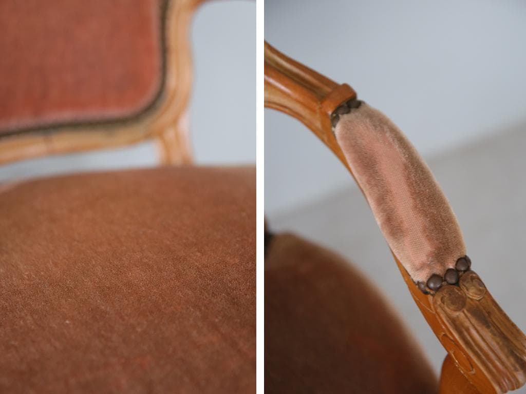 フランスアンティーク猫脚サロンチェア/肘掛けイス/アームソファ(89-132-1