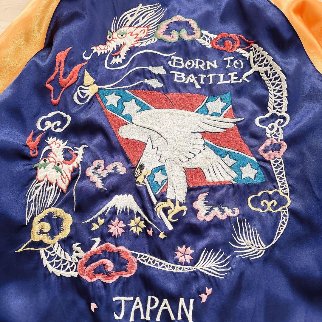 テーラー東洋 リバーシブル スカジャン 虎 龍 鷲 刺繍 Lサイズ ブラック 青