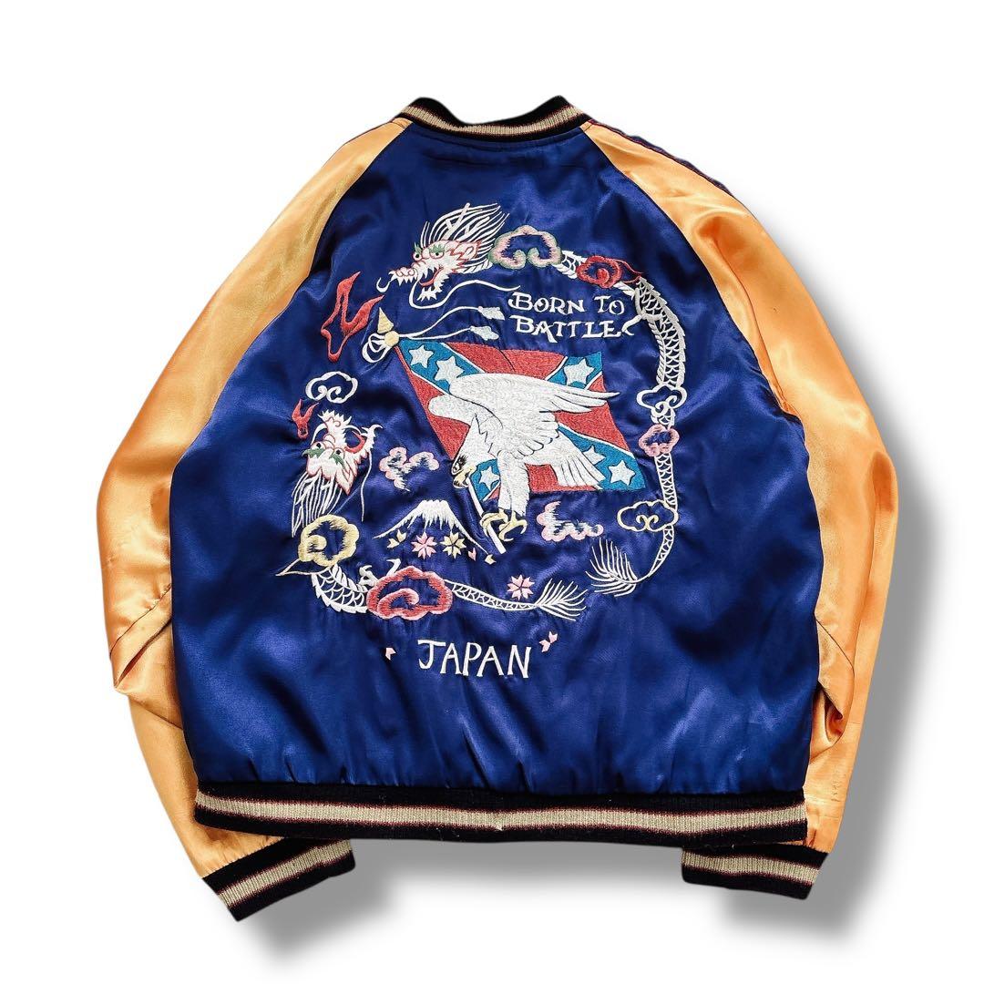 テーラー東洋 リバーシブル スカジャン 虎 龍 鷲 刺繍 Lサイズ ブラック 青