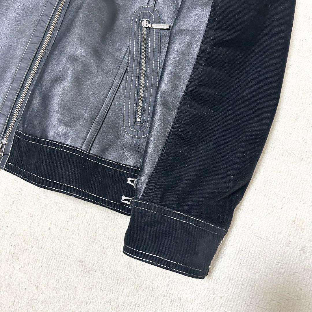 美品　バーバリーブラックレーベル　レザージャケット　ライダース　ノバチェック