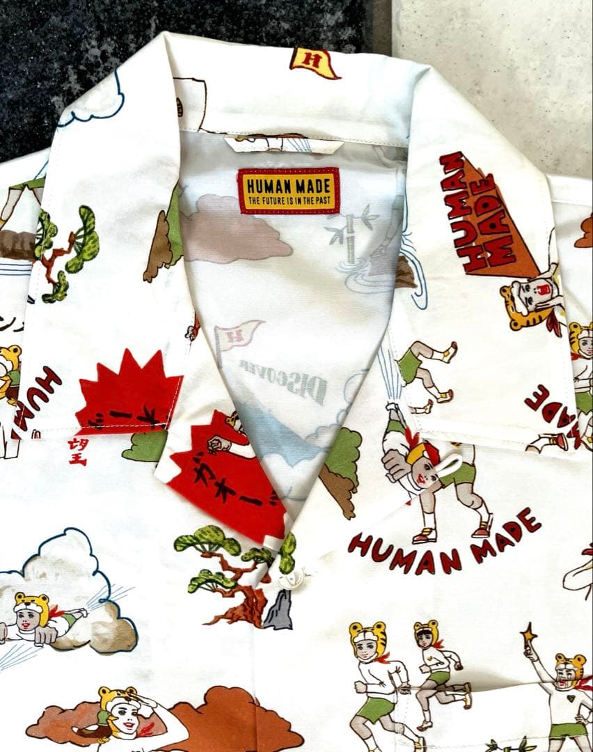 五月女ケイ子×ヒューマンメイド　総絵柄開襟シャツ　XL