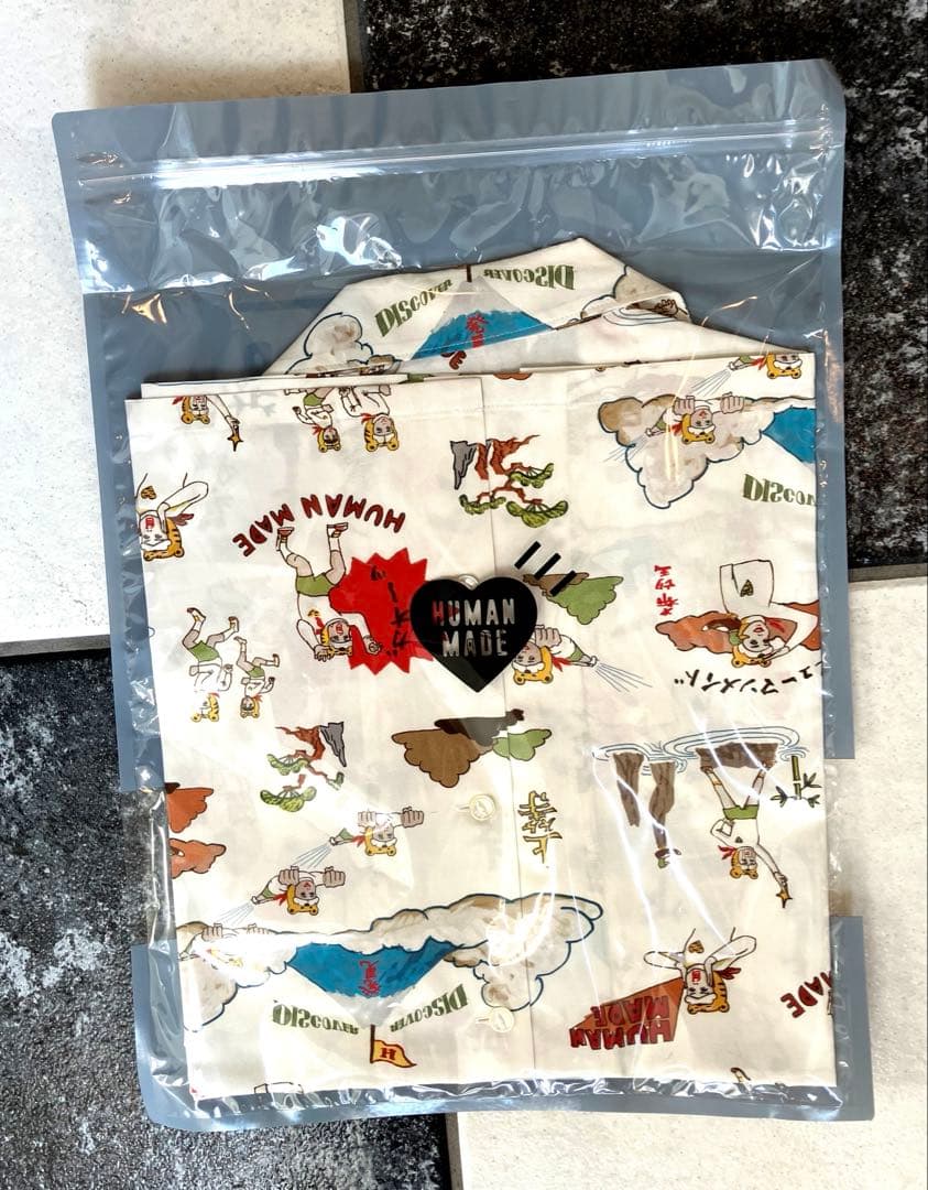 五月女ケイ子×ヒューマンメイド　総絵柄開襟シャツ　XL