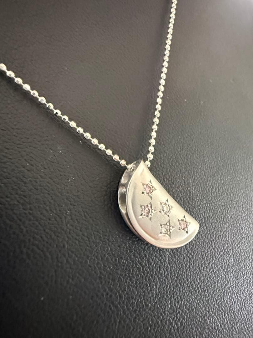 売り切り特価❣️k18WGピンクダイアモンド入りペンダントネックレス