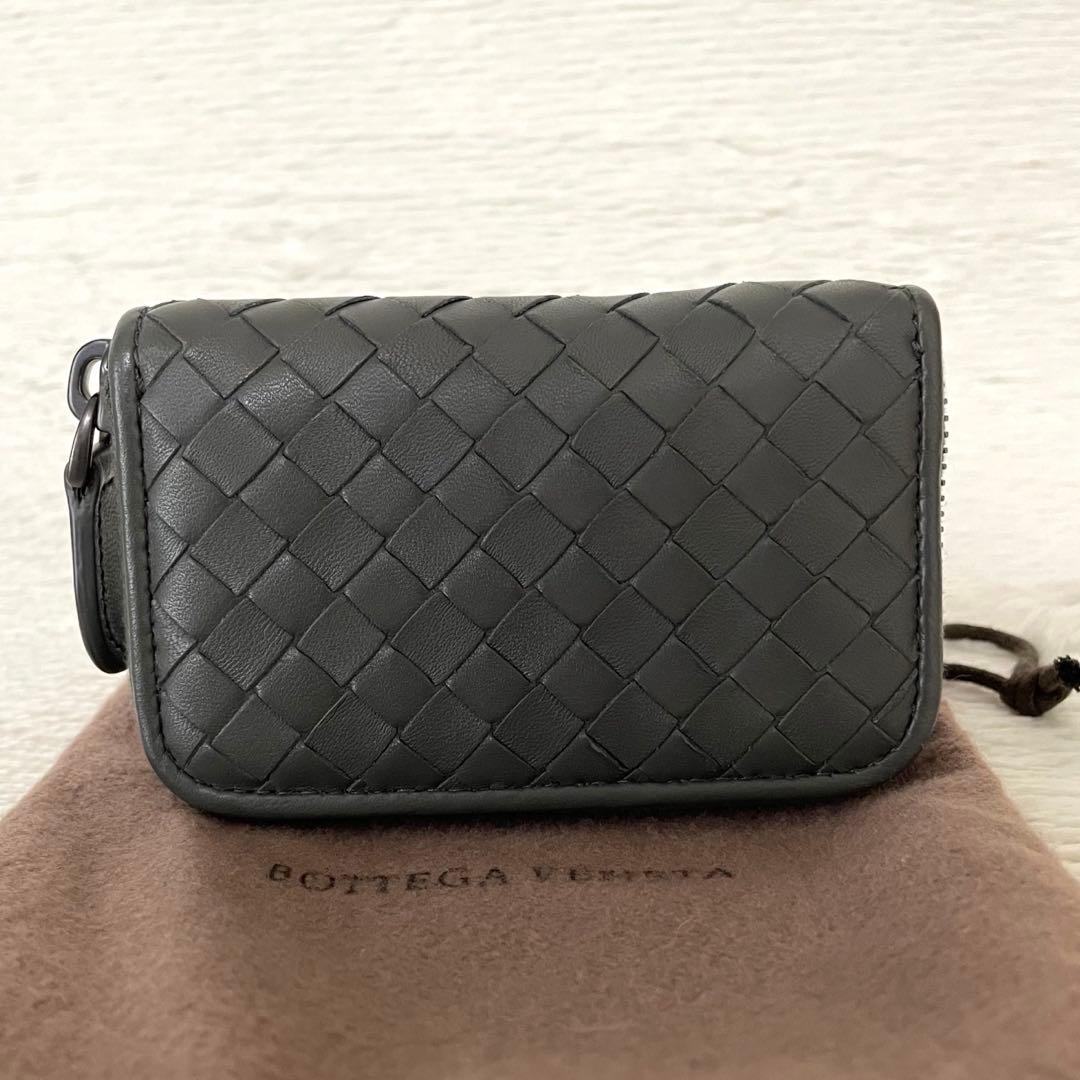 【美品】ボッテガヴェネタ インテレチャート カードケース レザー グレー 保存袋