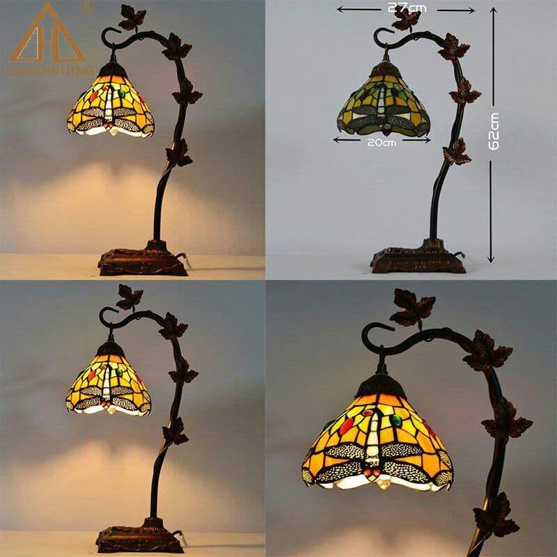 Kティファニースタイルテーブルランプ電気スタンドガラスランプ