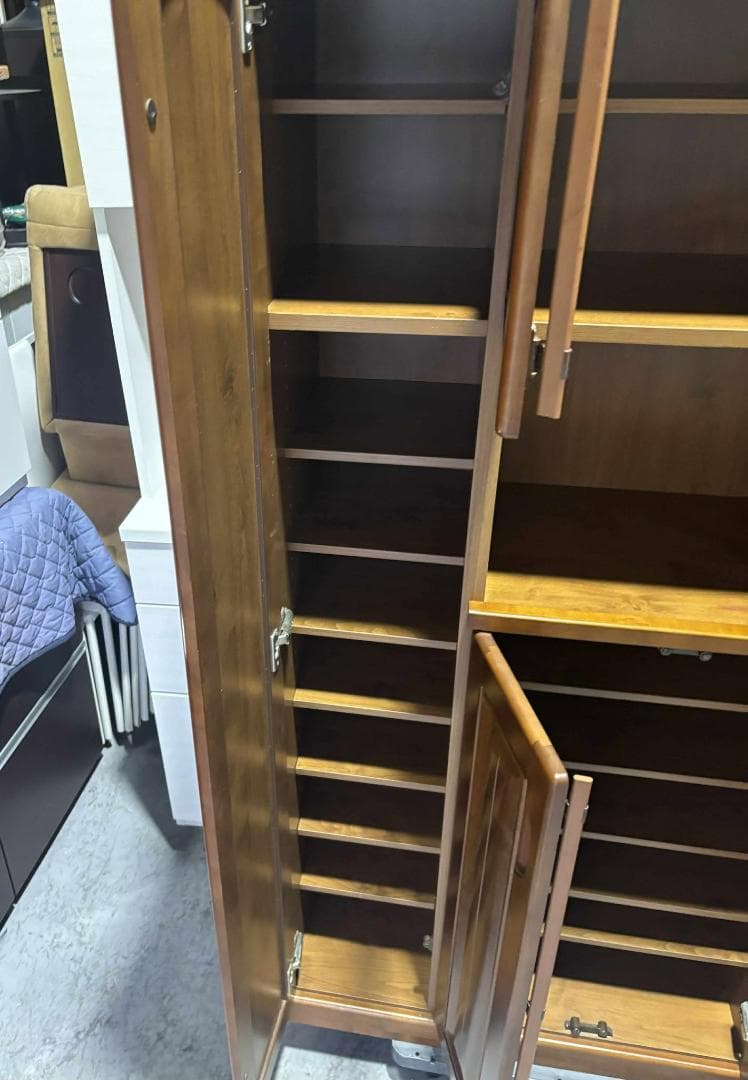 関家具シューズボックス、天然木、下駄箱、幅104cm 36足収納可能、Used