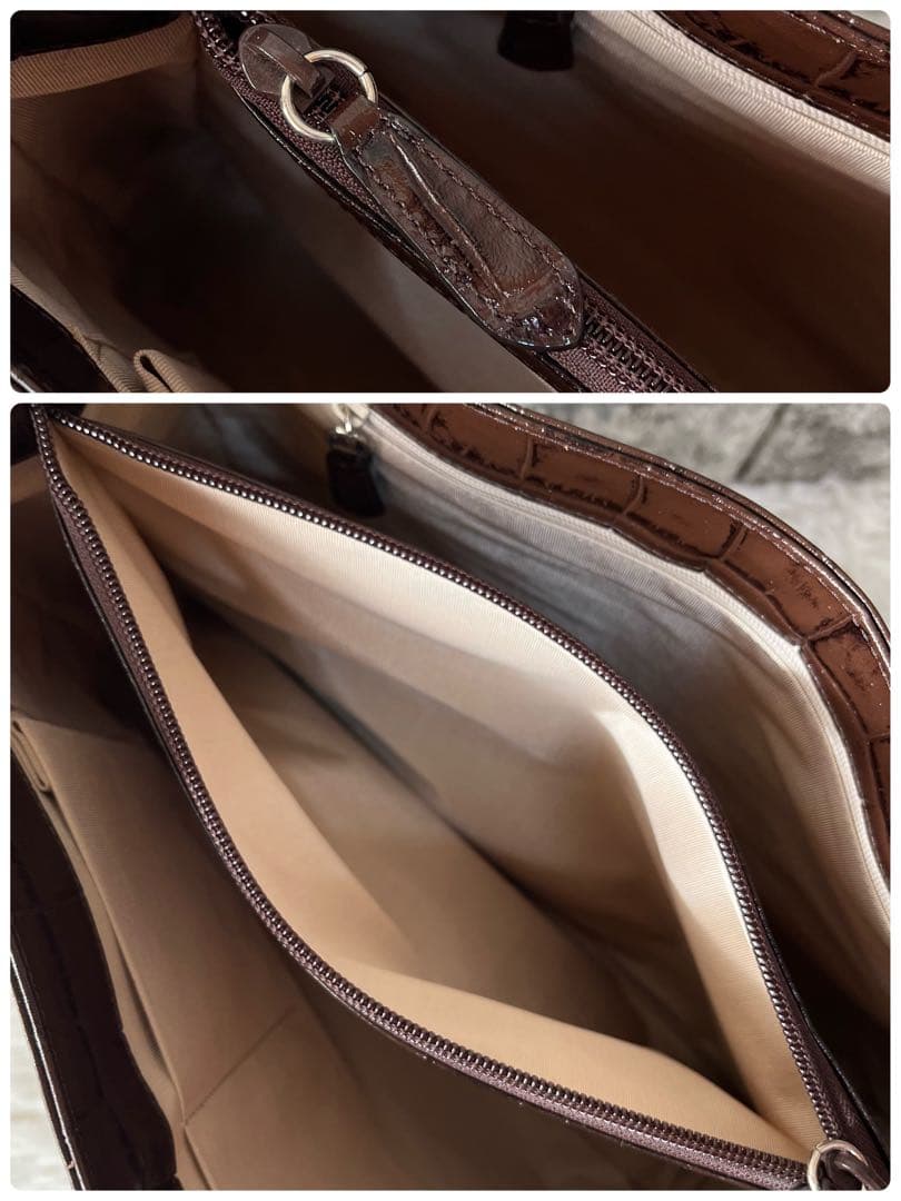 【極美品】濱野皮革工藝　HAMANO クロコ型押し　レザー　トートバッグ