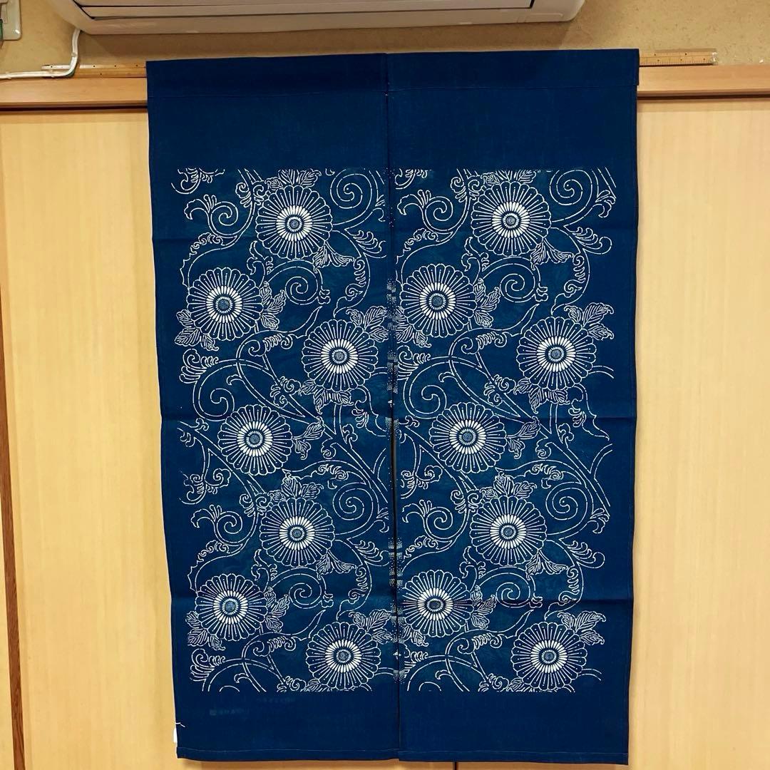 藍染 暖簾❣️本当に良い物をお探しの方❣️藍染工芸士『鈴木松男』作❣️長板藍染 ④-1