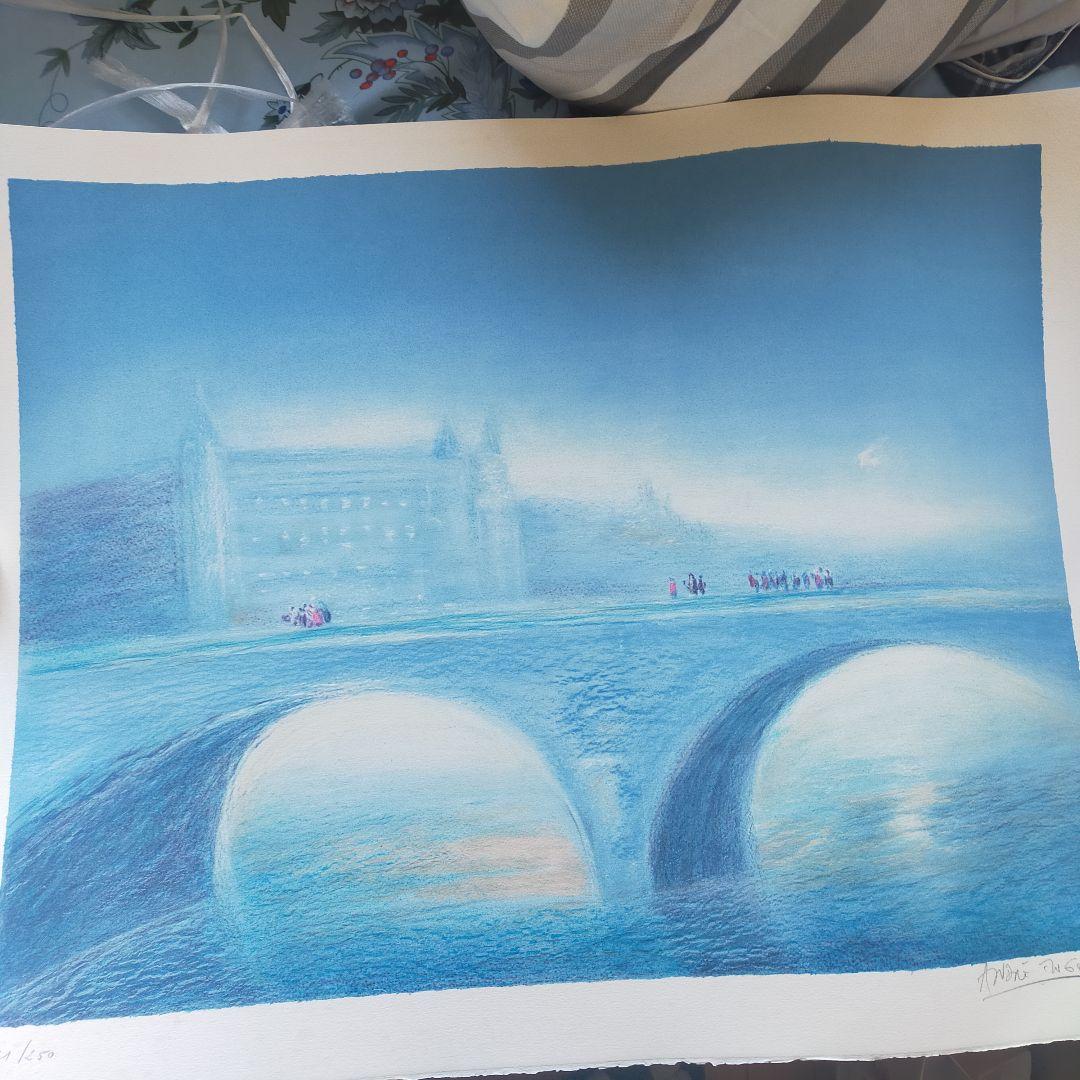 【真作保証】アンドレ・モレル 直筆サイン リトグラフ パリの橋ARCHES紙