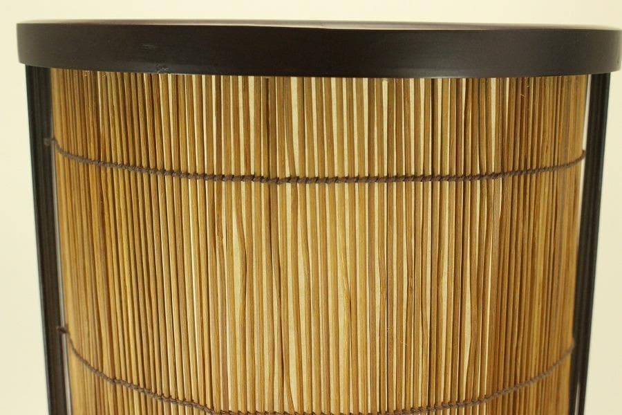 焼スス 竹 丸型スタンド ライト 照明 和モダン インテリア(メ1357)