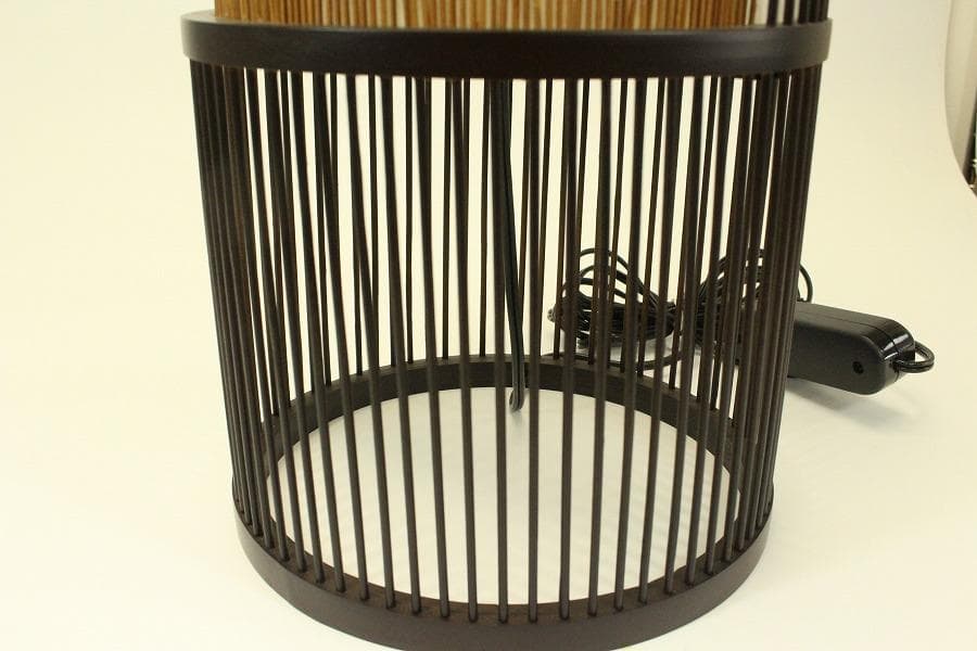 焼スス 竹 丸型スタンド ライト 照明 和モダン インテリア(メ1357)