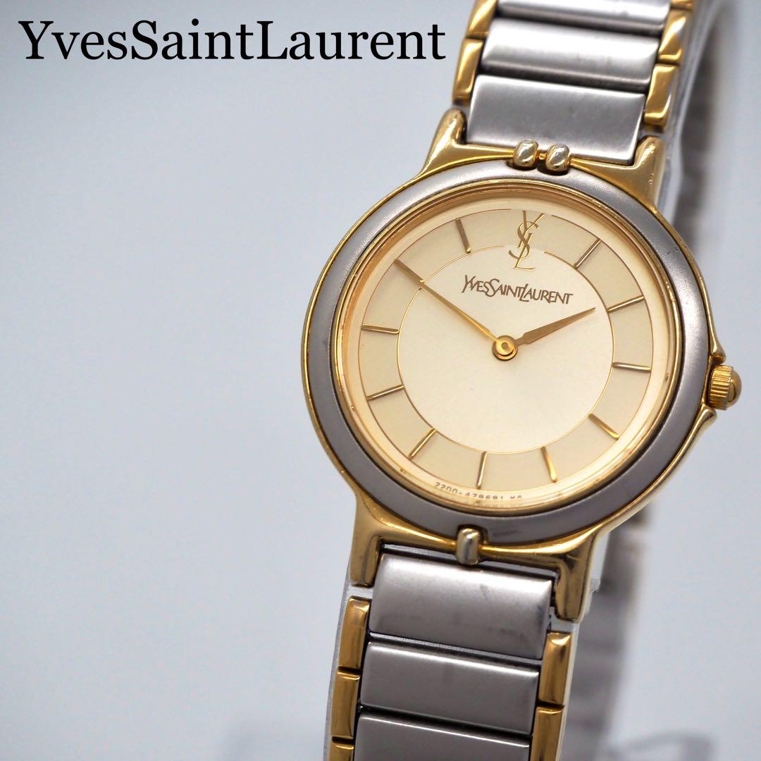 396 稼働 イヴサンローラン　レディース 時計 ゴールド コンビ　アンティーク