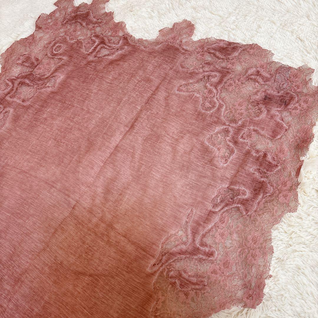 美品☆Faliero Sarti レース ストール ローズピンク フラワー 絹