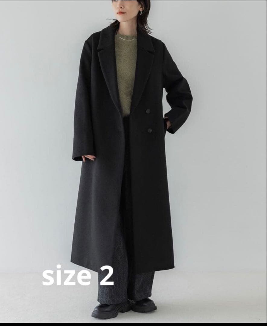 【新品未使用】crewre アジャスタブルウールロングコート ブラック 2