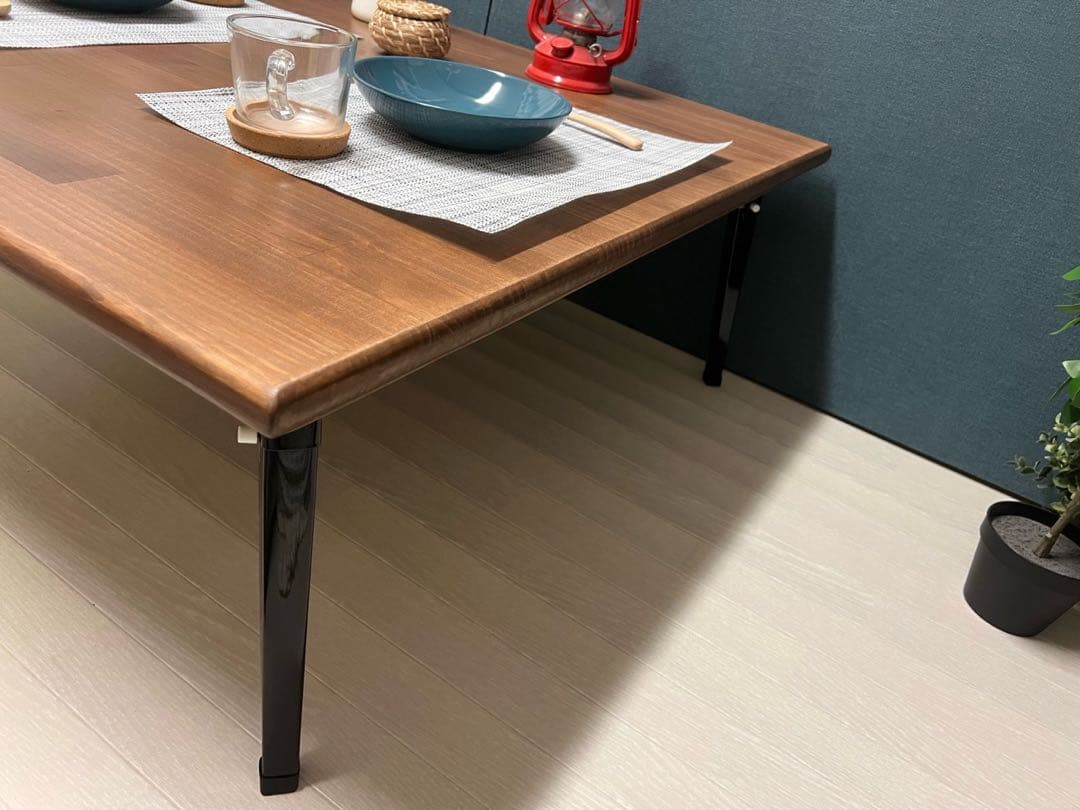 【送料無料】 ローテーブル 正方形 90cm パイン ブラウン 折りたたみ脚