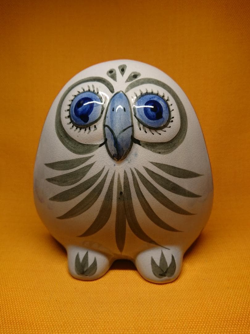 【美品】フクロウ　陶器　オブジェ　置物　インテリア　工芸品　美術品　A2808