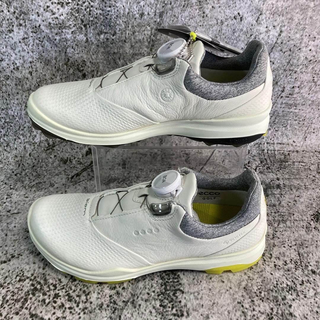 新品同様 エコー ゴルフシューズ ホワイト レザー BOAシステム ゴアテックス
