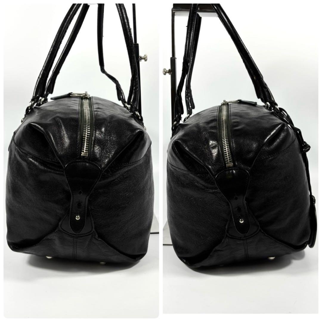 ✨極希少✨バレンシアガ ボストンバッグ 肩掛け BB メタルボタン レザー 黒