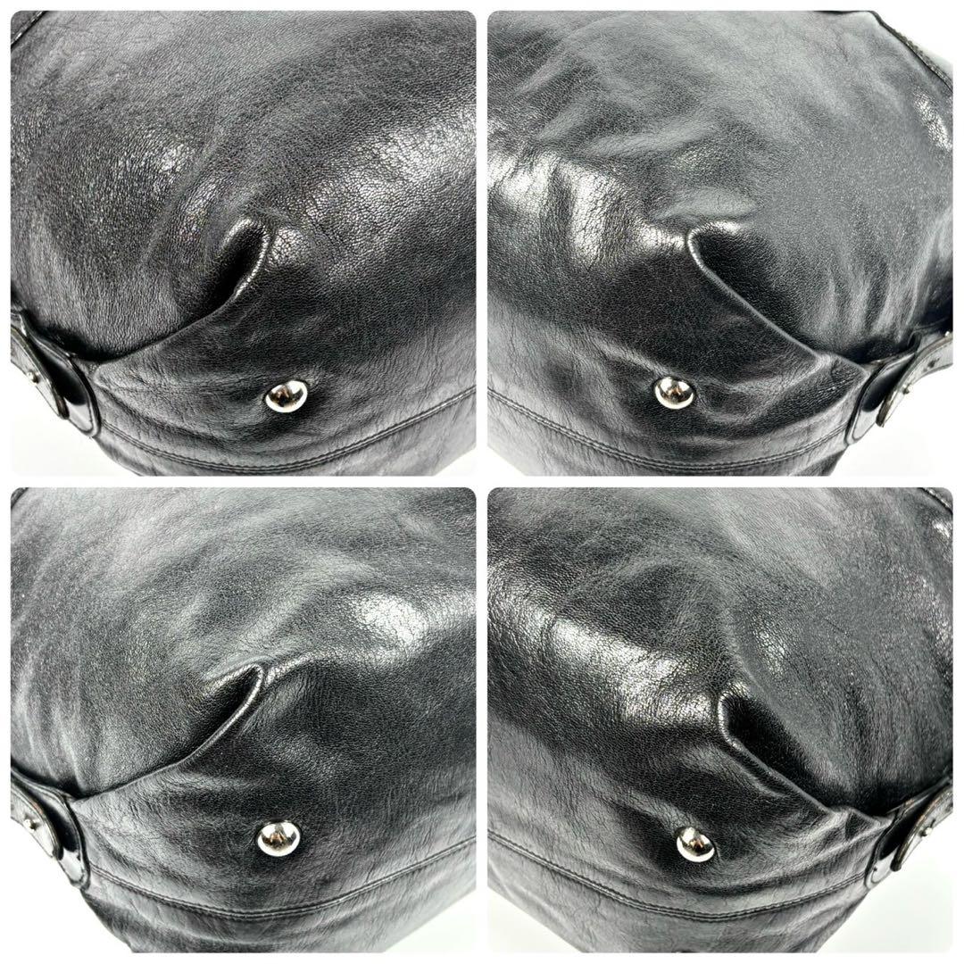 ✨極希少✨バレンシアガ ボストンバッグ 肩掛け BB メタルボタン レザー 黒