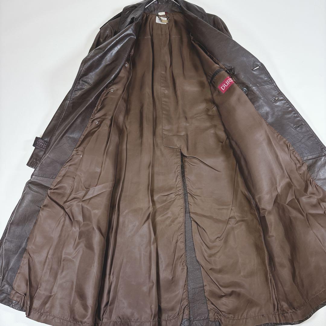 D'URBAN 本革 リアルレザー ダブル トレンチコート サイズL