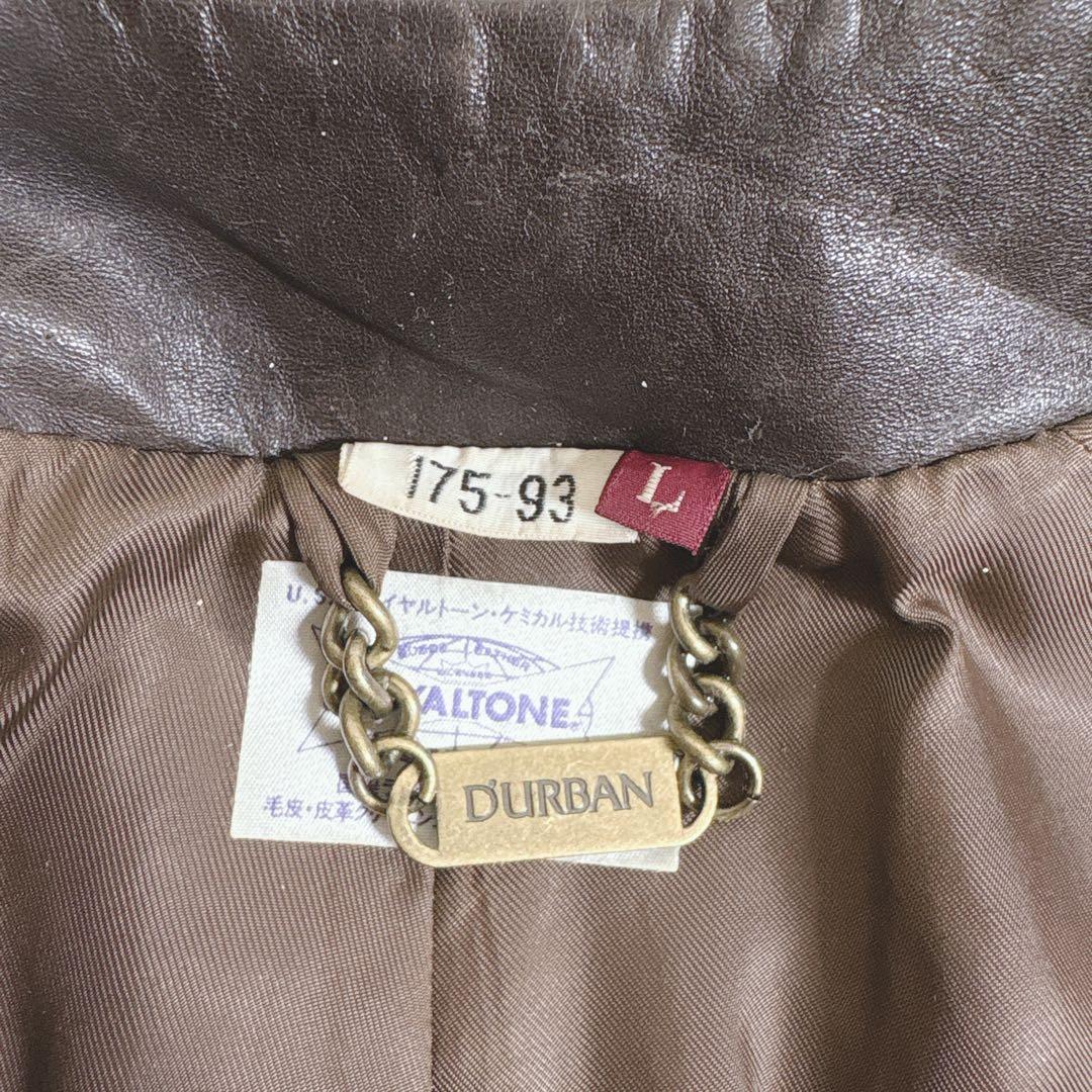 D'URBAN 本革 リアルレザー ダブル トレンチコート サイズL