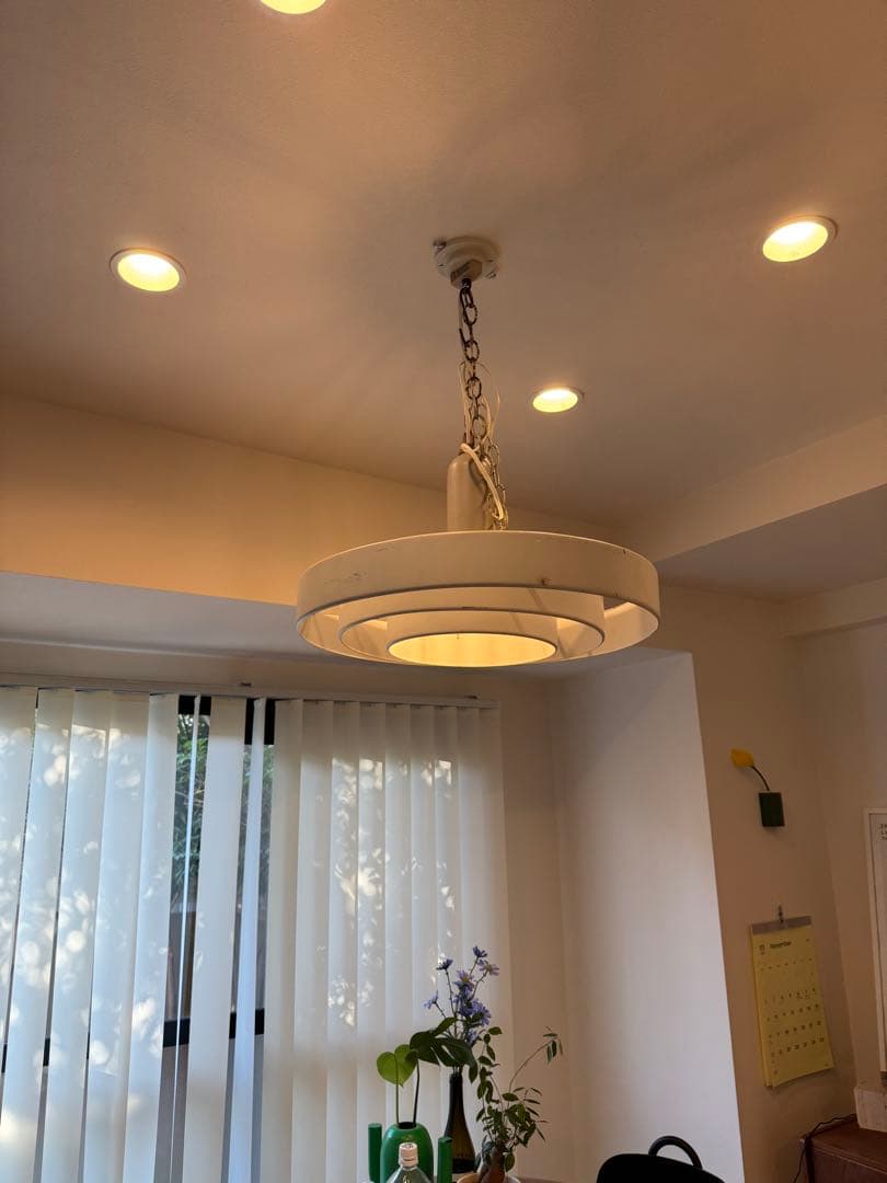 ホワイト 円形ペンダントライト　ヴィンテージ70s?