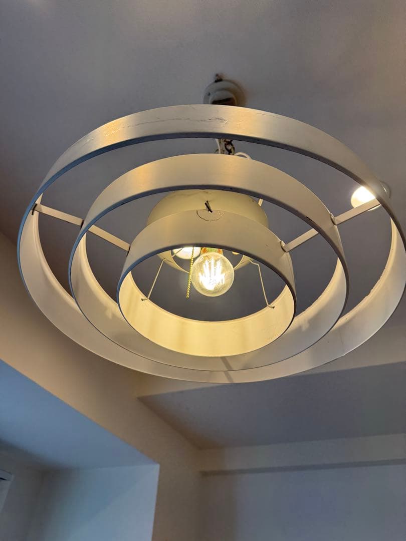 ホワイト 円形ペンダントライト　ヴィンテージ70s?