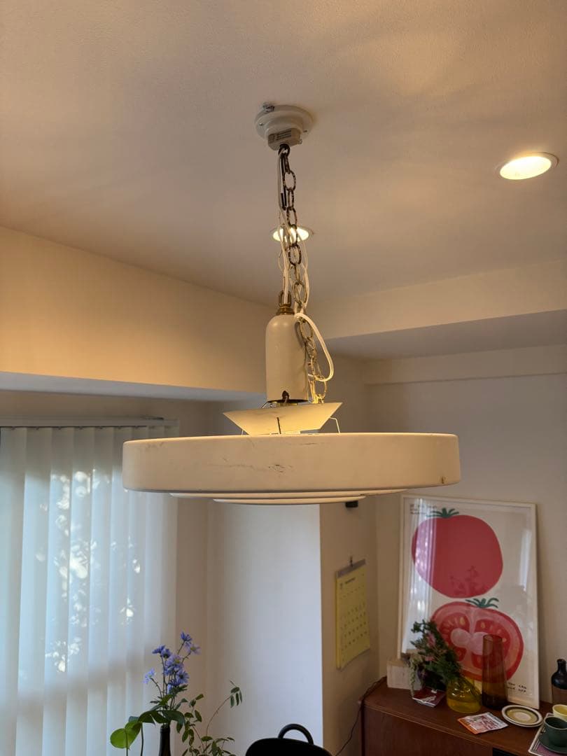 ホワイト 円形ペンダントライト　ヴィンテージ70s?