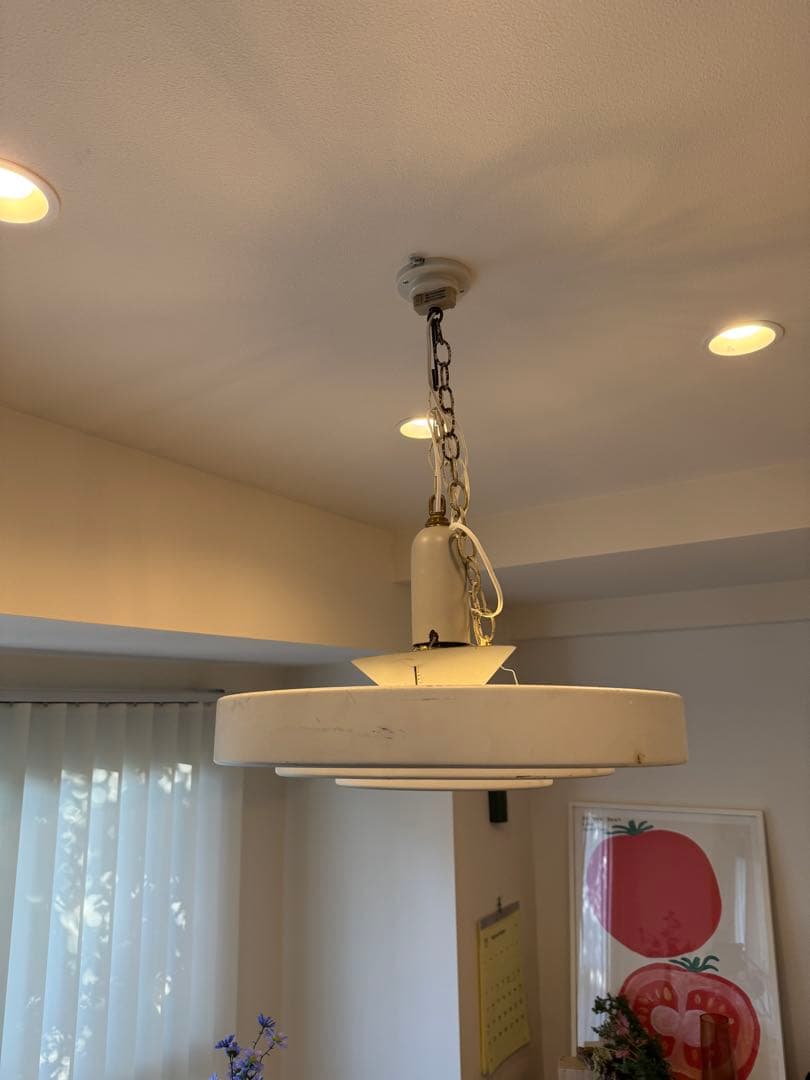 ホワイト 円形ペンダントライト　ヴィンテージ70s?