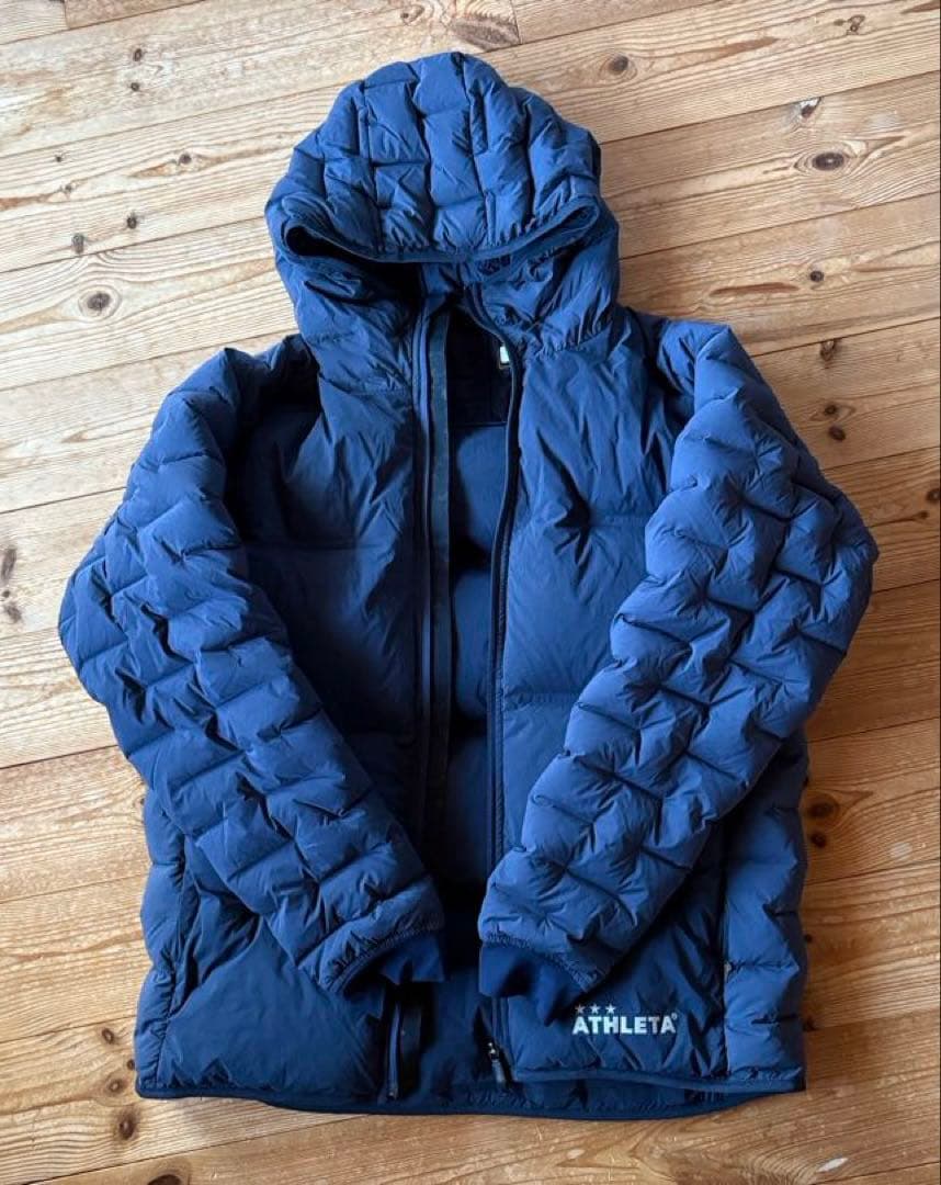ATHLETA フード付きダウンジャケット ネイビー