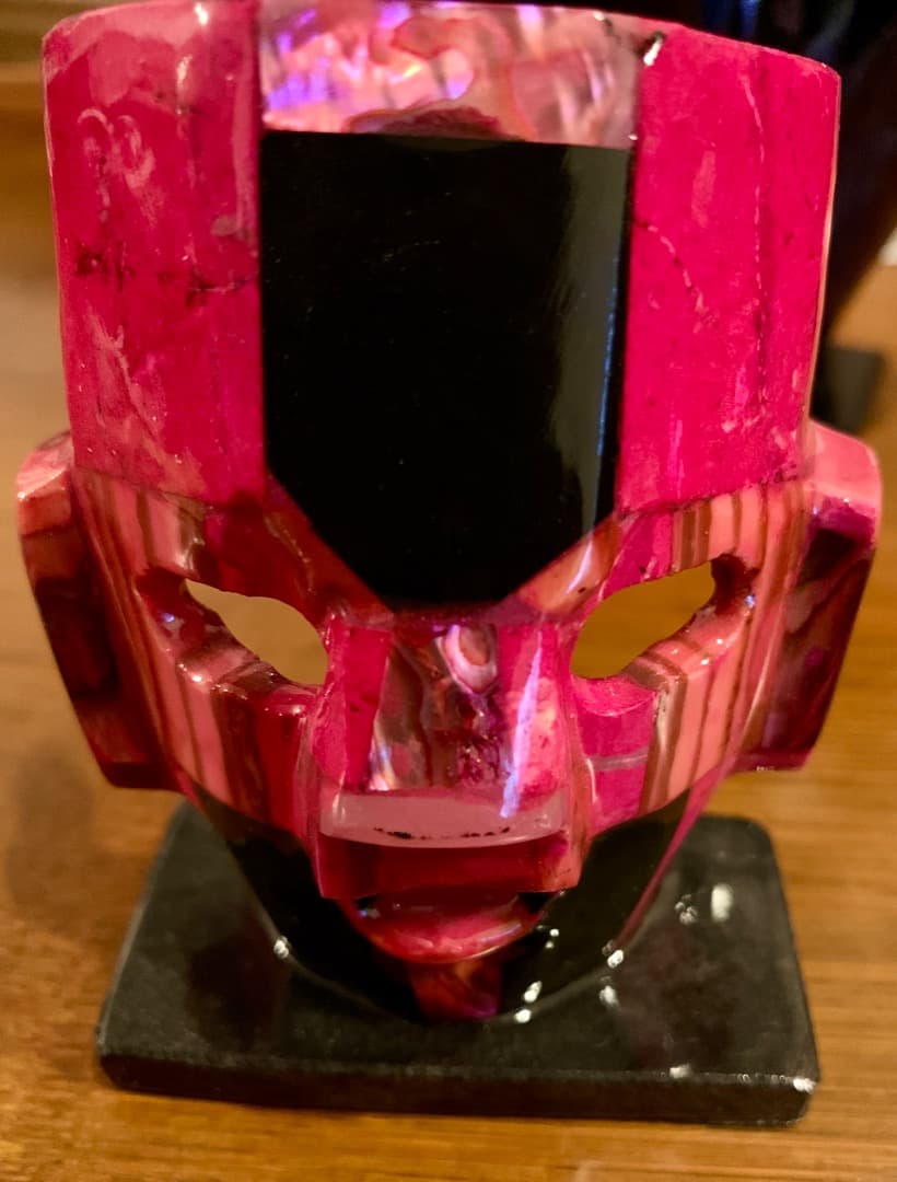 【希少】石仮面の置物（小）ピンク　メキシコ　遺跡関係