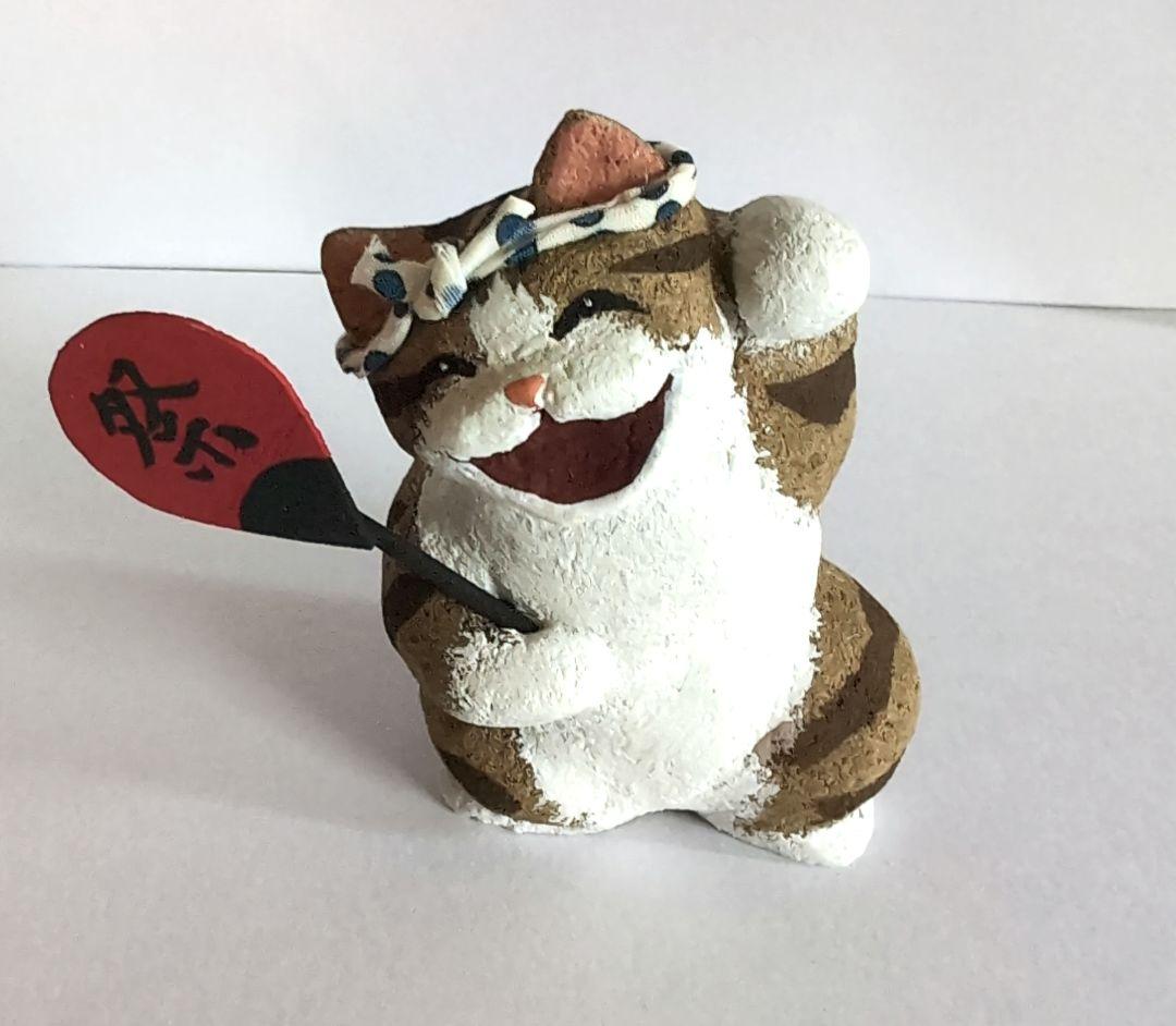 猫の置物（民芸品） 会津桐のこ人形「猫神社祭礼」限定品　希少