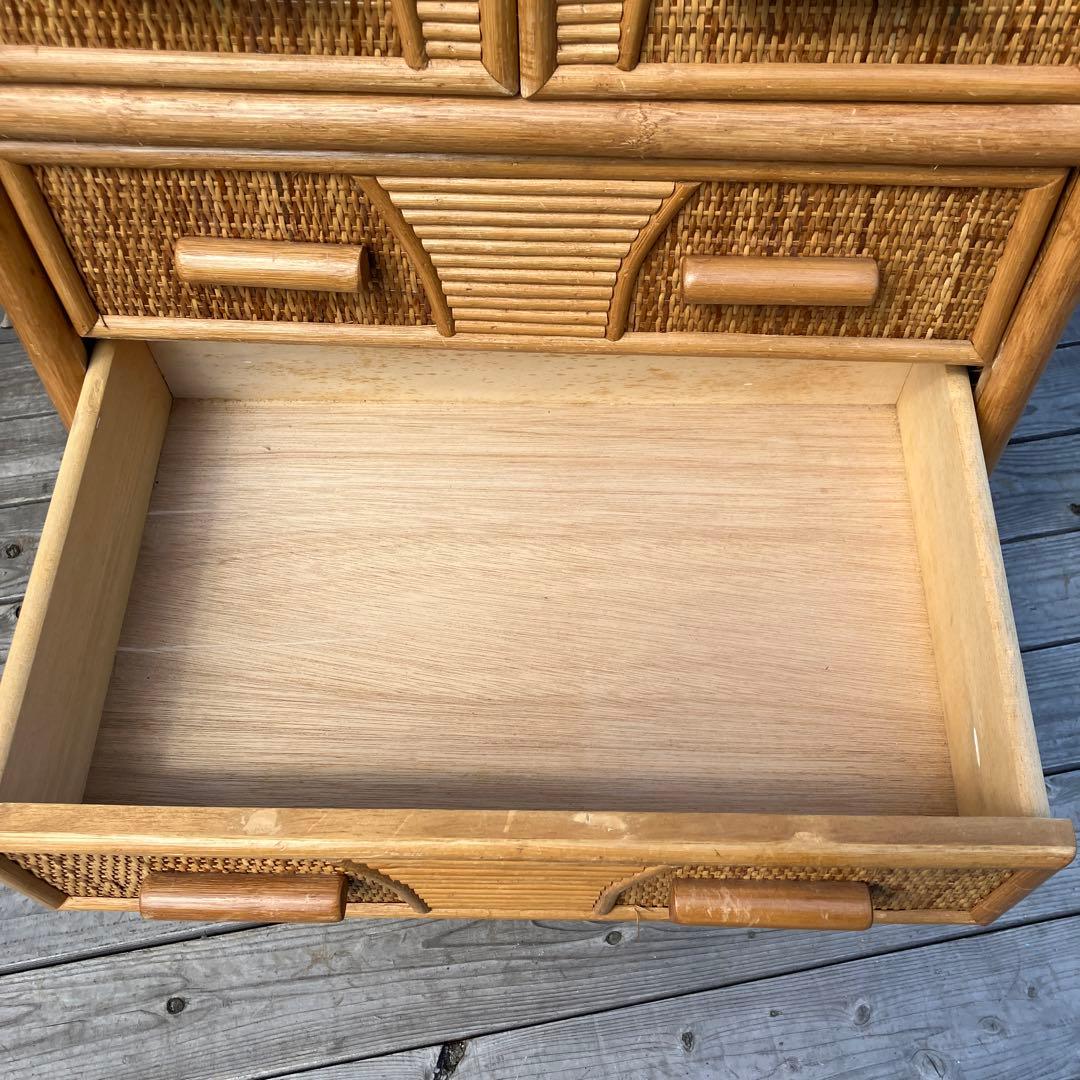 ② 昭和レトロ ラタンチェスト 5段6杯 引き出し箪笥 古家具 ビンテージ