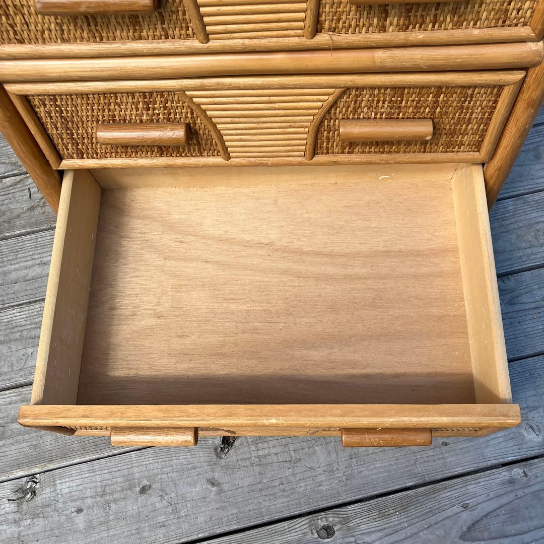 ② 昭和レトロ ラタンチェスト 5段6杯 引き出し箪笥 古家具 ビンテージ