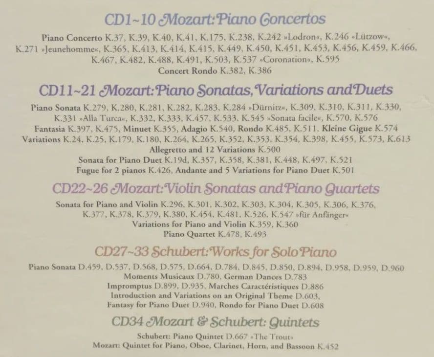 Z200　34CDヘブラー／ モーツァルト・シューベルト:ソナタ＆協奏曲