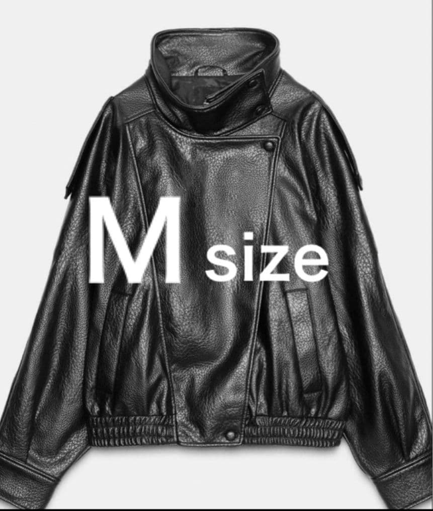 ZARA☆新品未使用☆Mサイズ 黒 レザーライダースジャケット